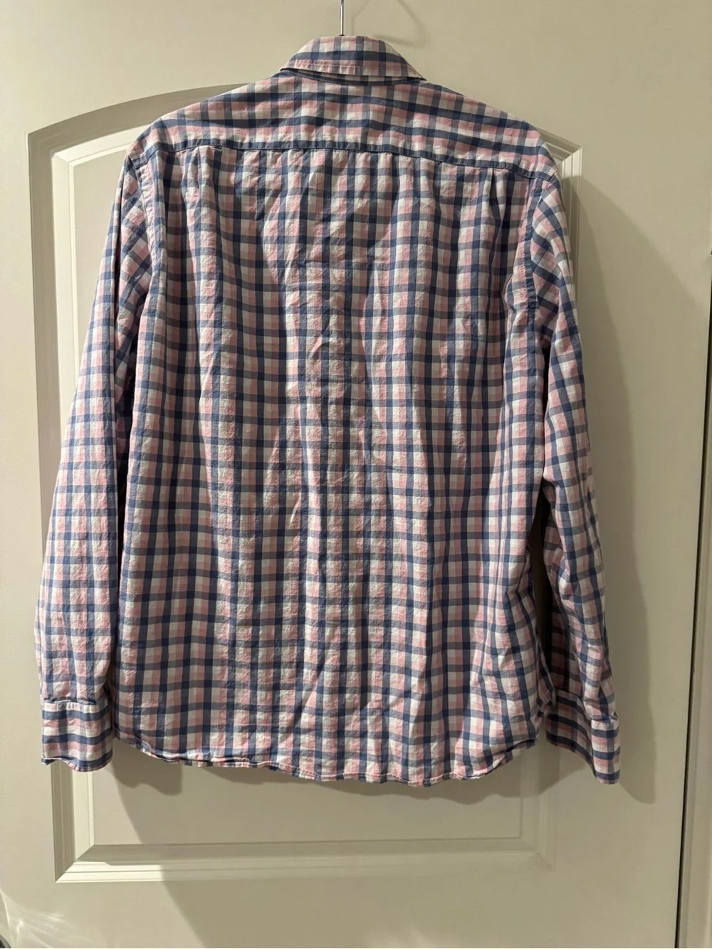 J.Crew Flex Washed Slim Fit Plaid Button Down Shirt Large Pink Blue Check